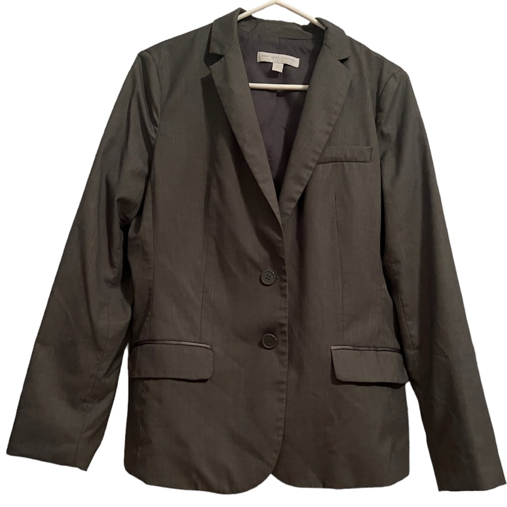 New York &Company Stretch Single Breasted Blazer sz12 Gray Minimalist